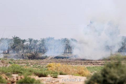 دود آتش سوزی بخش عراقی هورالعظیم در خوزستان، اعزام بالگرد آب پاش